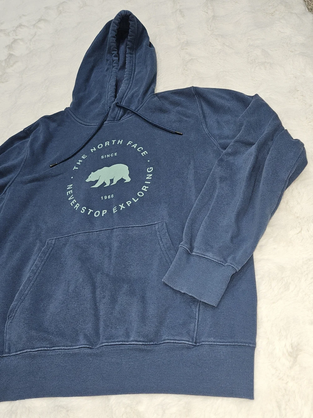 The North Face Men’s Blue Crewneck Hoodie with Bear Logo